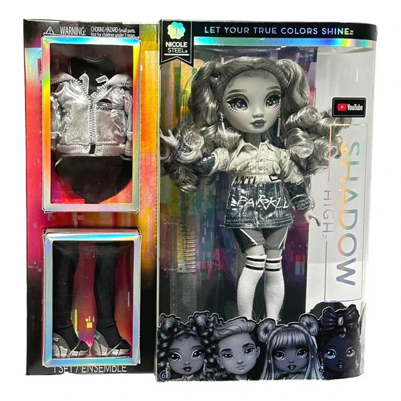 MGA Shadow  High Nicole Steele Grayscale with Two Outfits Rainbow High New - Picture 1 of 9